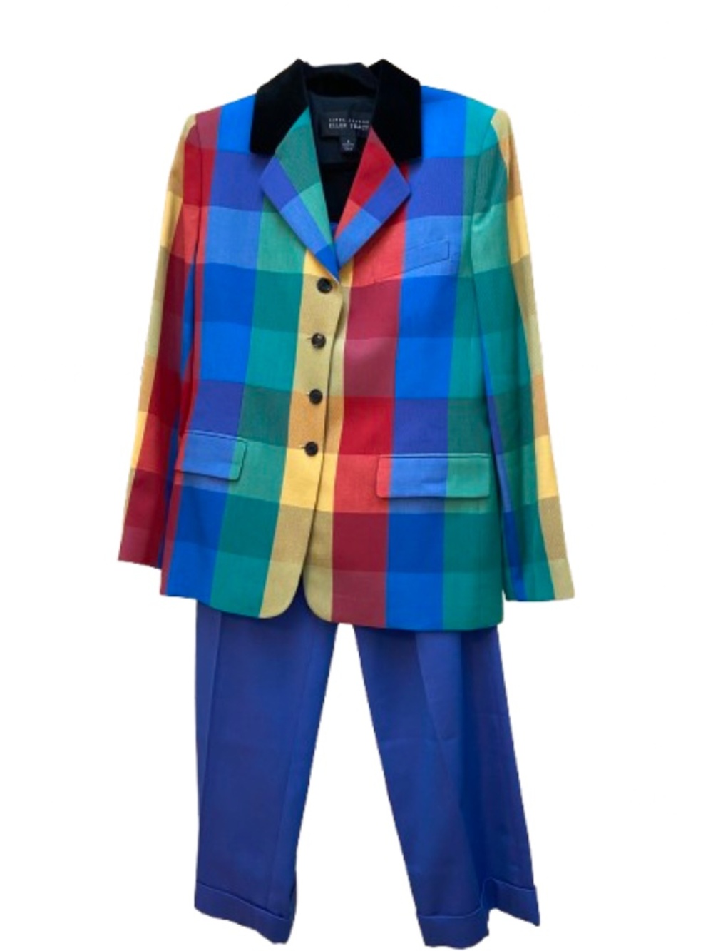 ✨NWT✨ Vintage Ellen Tracy Multicolor Plaid Power Suit Set Jacket Trousers